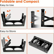 4 Heights Adjustable Dog Bowl Stand with Food Bowl And No Spill Water Bowl for Medium And Large Dogs